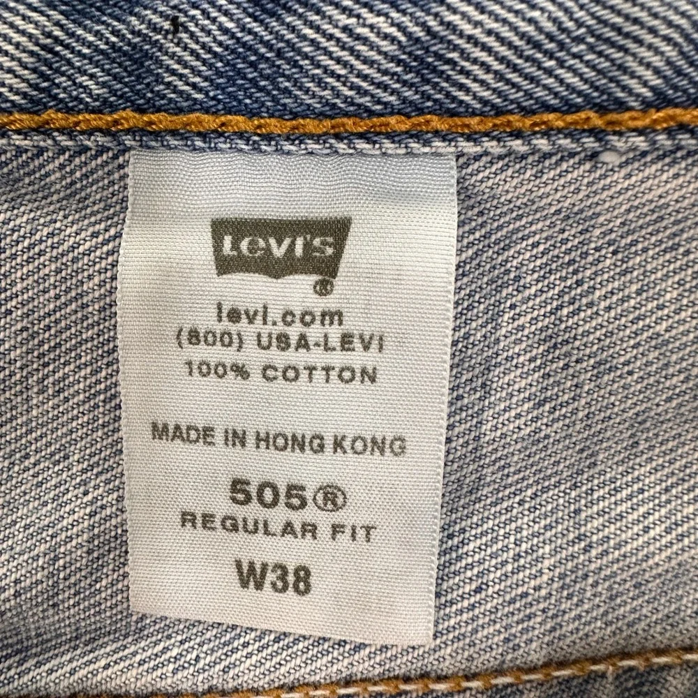Levi's 505 Regular Fit Denim Shorts Mens 38 Blue Light Wash Jorts‎ | Dadcore 90s